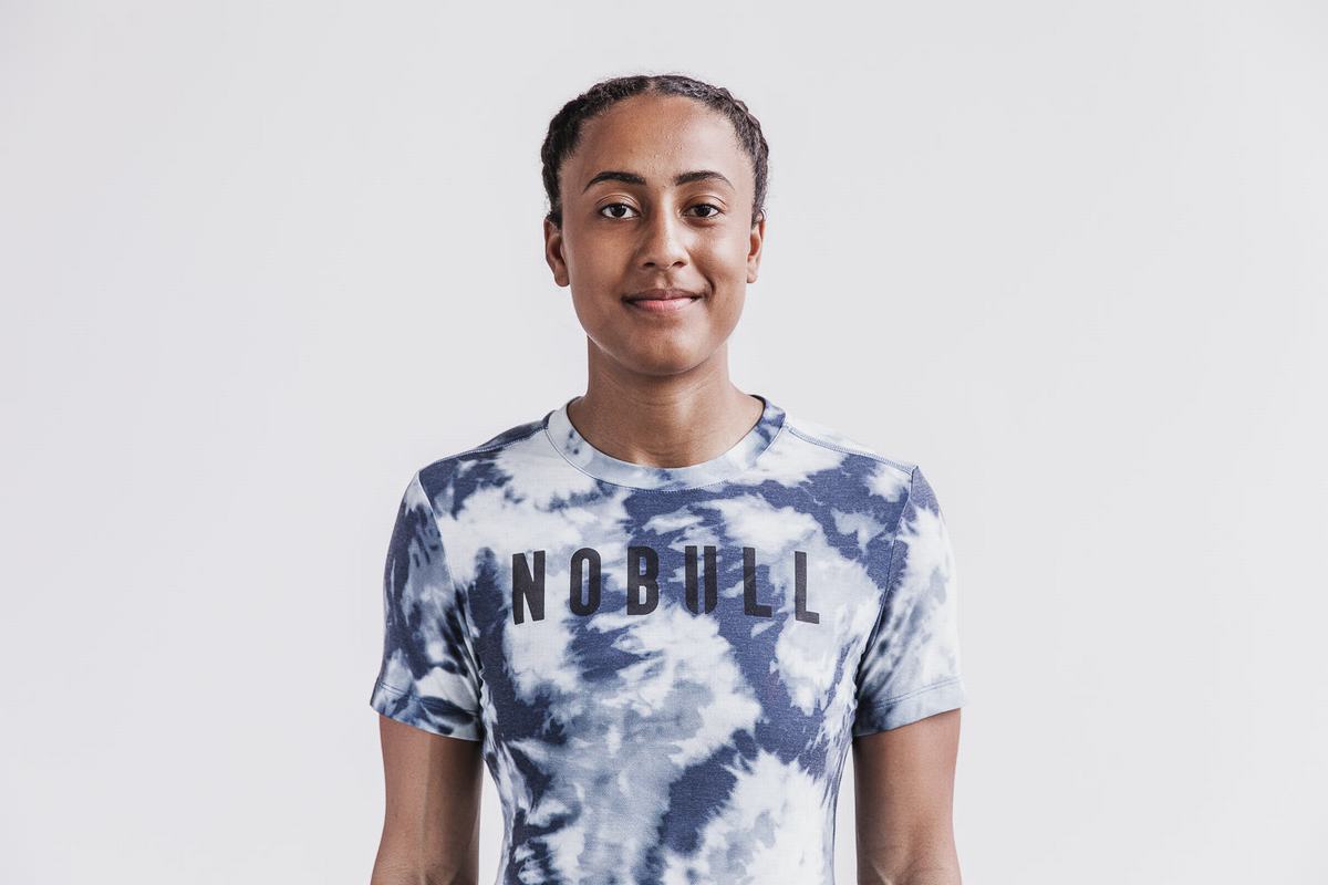 Nobull Tie-Dye Women\'s T Shirts Blue Blue | Australia (UO0268)